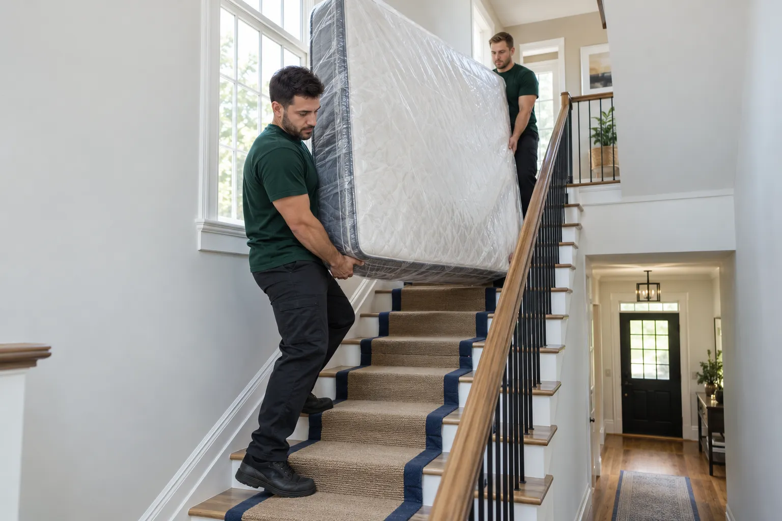 Professional mattress removal service in progress